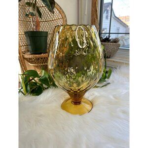 Empoli Large Vintage Amber glass snifter Italian Art Glass